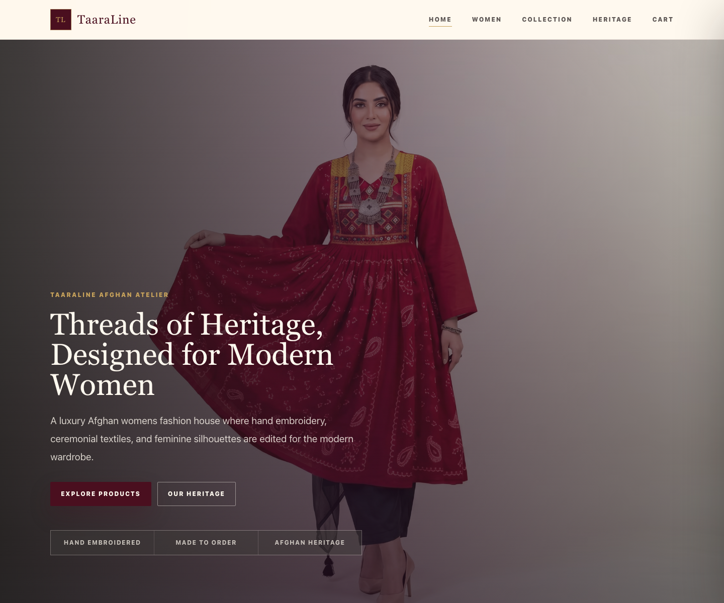 TaaraLine Fashion website template screenshot